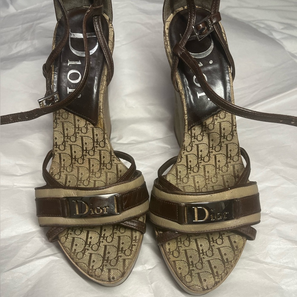 DIOR ‘DIORISSMO BROWN/BEIGE LEATHER’ VINTAGE WEDGES